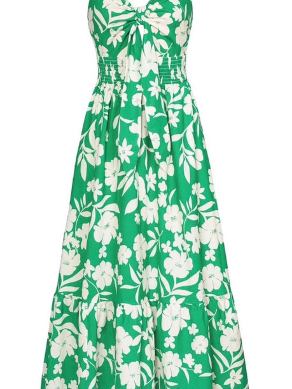 Grace Karin Green and White Floral Halter Maxi Dress